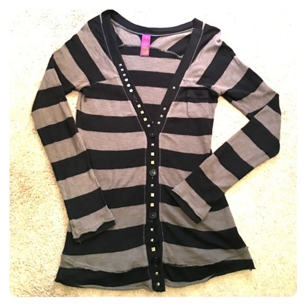 Free People Stripes & Studs Cardigan - Medium